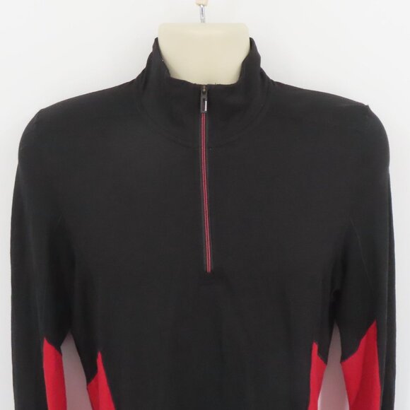 Smartwool Men Small Merino Sport 150 1/4 Zip Sweater Black Red Long Sleeve Wool - Picture 2 of 12